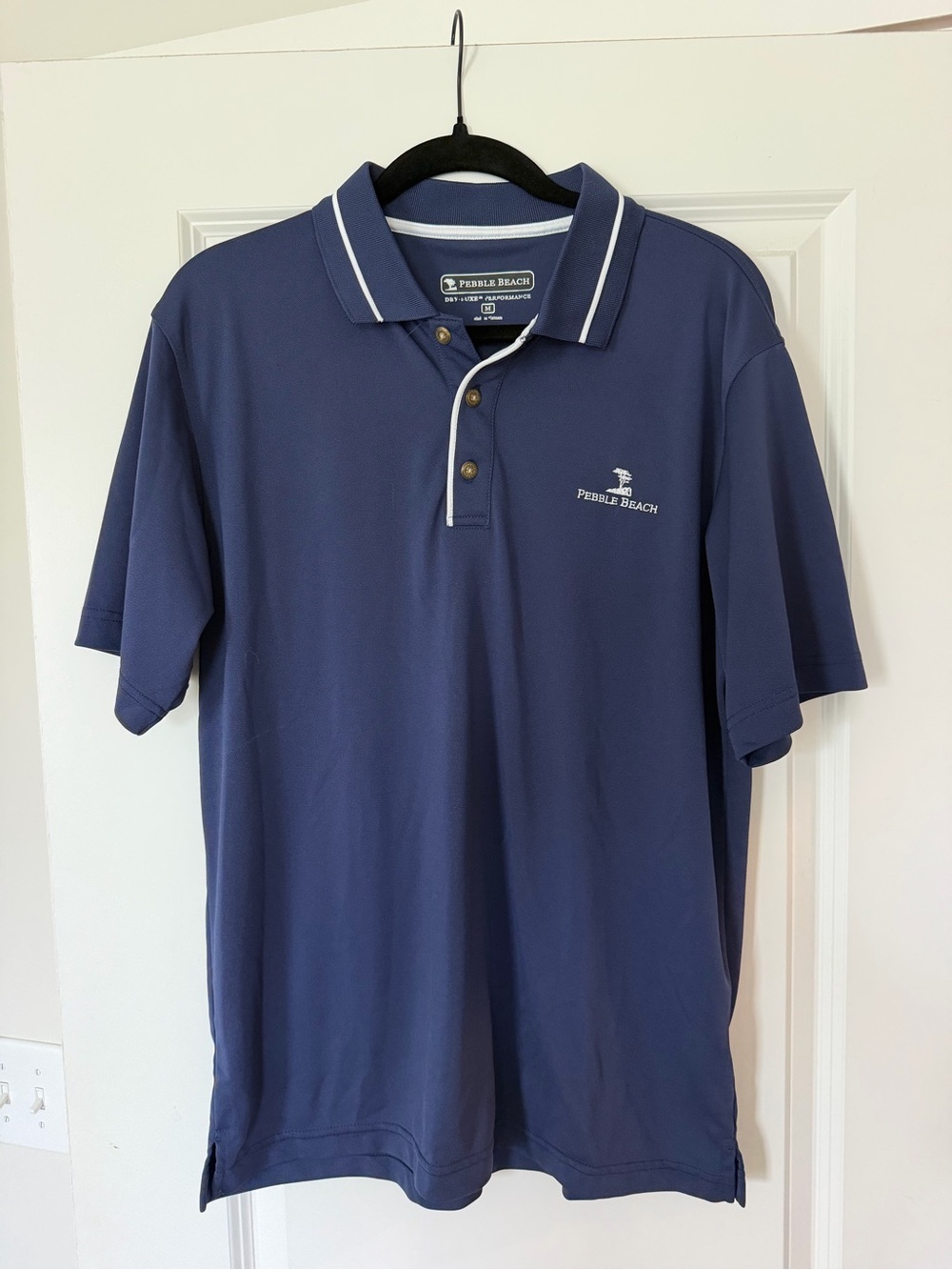 Pebble Beach Men's Navy Polo with White Trim